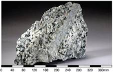 Aplite vein intruding medium-grained granite